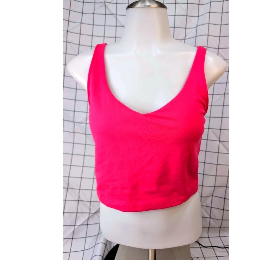 Gilly Hicks Go Recharge Tank Top ~ Women's Large ~ Pink Crop Athletic Scoop Neck